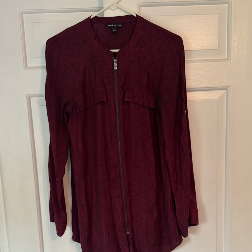 Rock and Republic Burgundy Zip-Up shirt